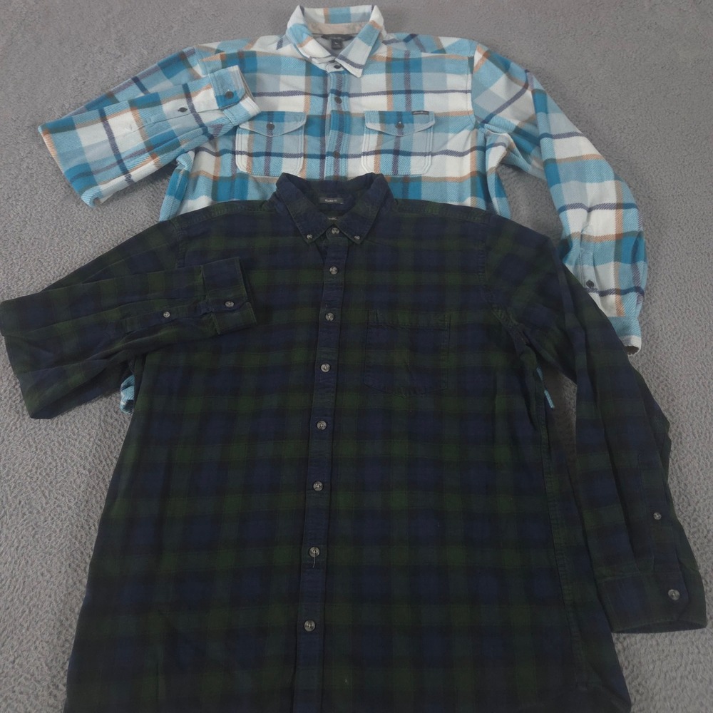 LOT OF 2 Eddie Bauer Shirt Mens XL Tall Multi Favorite Flannel Plaid Button Down